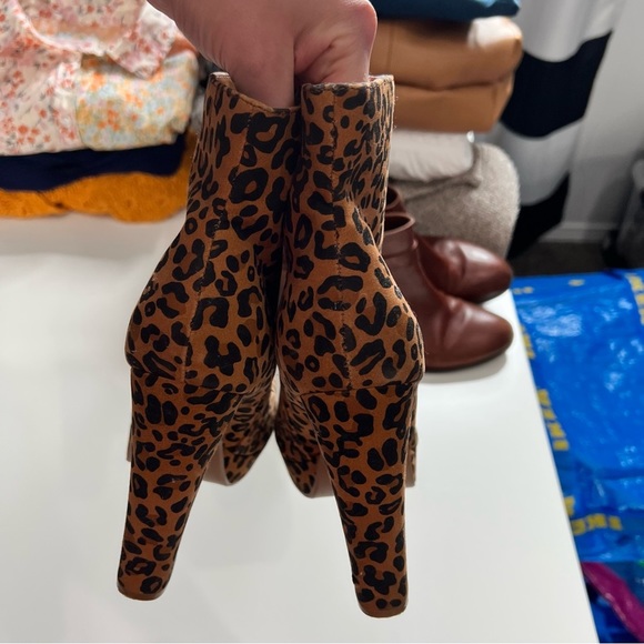 Shoe Dazzle Kimara Bootie Leopard Print Open Toe Platform Heeled Ankle Boots 10 - Picture 10 of 10